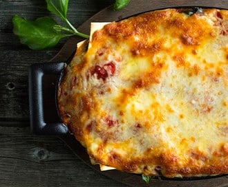 Grønnsakslasagne med paprika og spinat