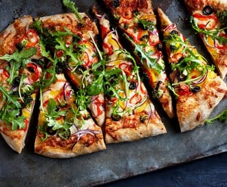 Pizza «markens grøde» med ruccula