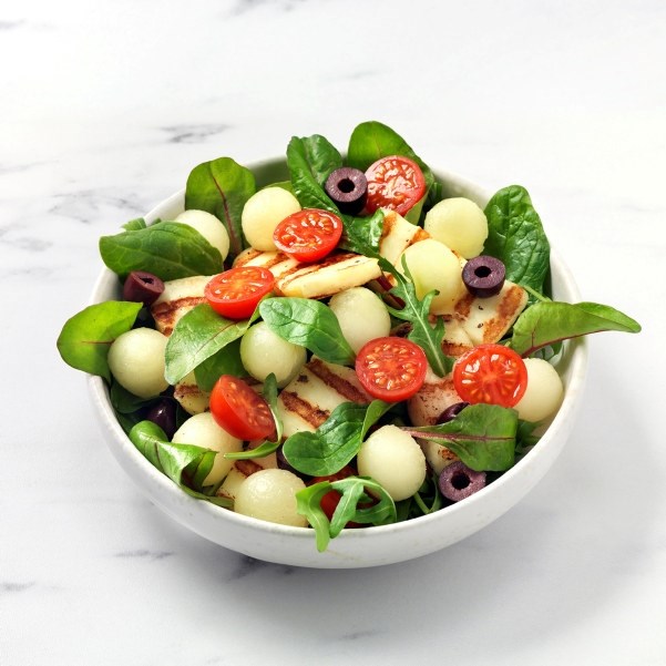 Melonsalat med halloumi 