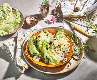 Smørdampet spisskål med hvitløk og rosmarin