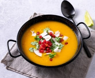 Gresskarsuppe med ingefær, chili og kokos